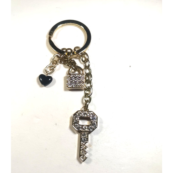 Bling keychain Rhinestones Gold Tone Soft Metal - Picture 2 of 4